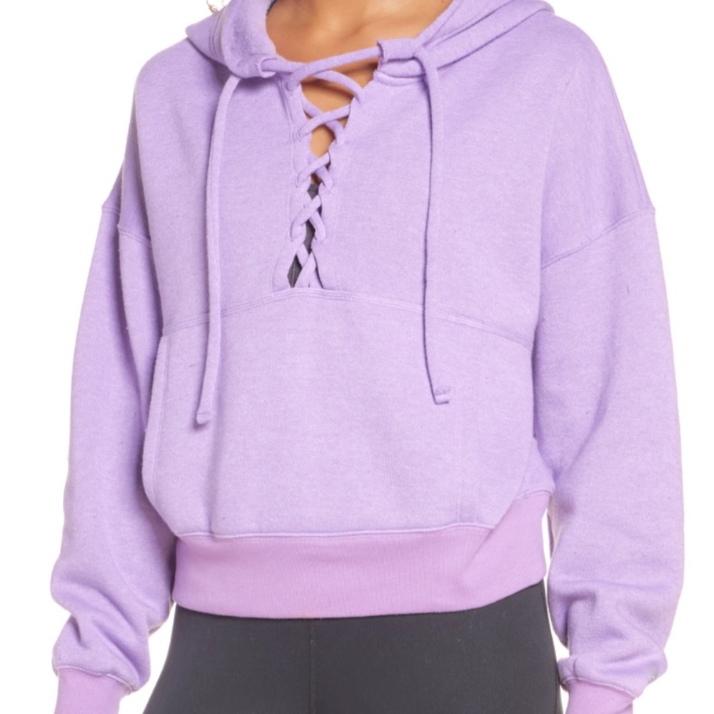 Free People Movement Believe It Lace-Up Hoodie Wisteria
